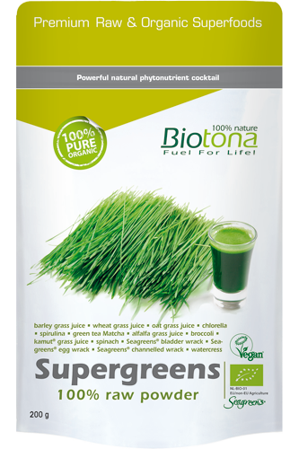 Biotona Supergreens 100% Raw Powder – 200g - Abbildung vergrößern!
